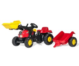Rolly Toys 023127 Traktor Rolly Kid z łyżka i przyczepa Czerwony Rolly Toys