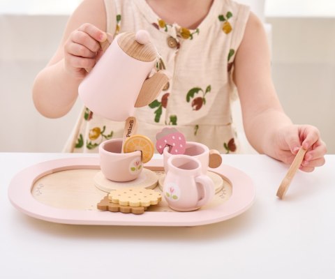 Viga 44267 PolarB Drewniany zestaw do kawy i herbaty - pink