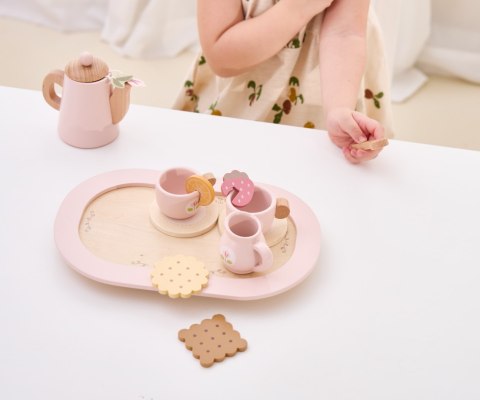 Viga 44267 PolarB Drewniany zestaw do kawy i herbaty - pink