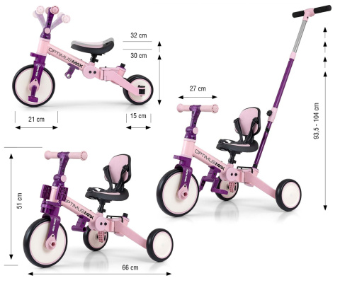 Milly Mally Rowerek 5w1 Optimus Max Pink Milly Mally Rowerek 5w1 Optimus Max Pink