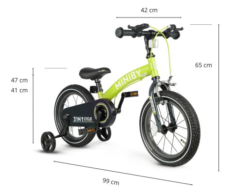 Qplay Rowerek Dziecięcy - Rowerek Biegowy Miniby 14 cali Green