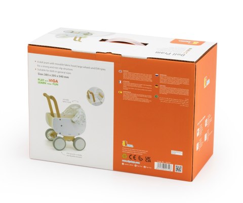 Viga 44719 PolarB Drewniany wózek dla lalek z gondolą