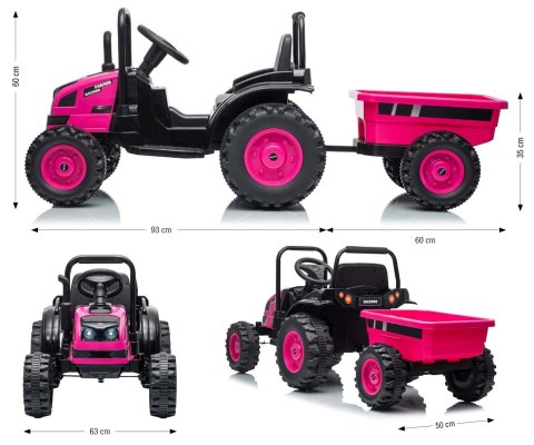 Milly Mally Pojazd na akumulator Traktor z przyczepą Farmer Pink