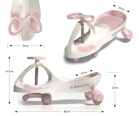 Jeździk Grawitacyjny Gravity Cream Pink Milly Mally