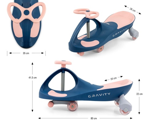 Jeździk Grawitacyjny Gravity Navy Pink Milly Mally
