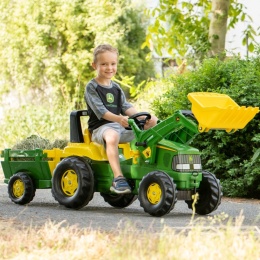 Rolly Toys 811496 Traktor Rolly Junior John Deere z łyżką i przyczepą Rolly Toys