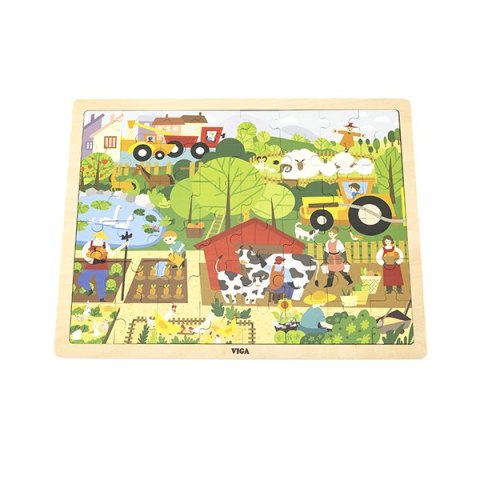 Viga 44587 Puzzle na podkładce 48 elementów - poznajemy zoo