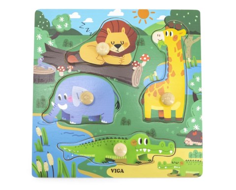 Viga 44593 Puzzle z uchwytami - dzikie zwierzęta